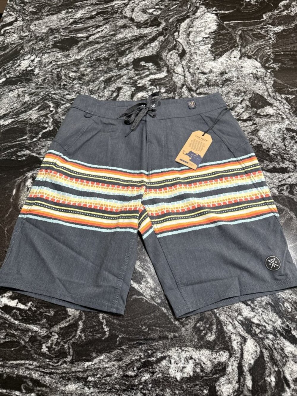 Roark Passage 19” Ikat Boardshorts Charcoal Mens Size 28 NWT RB321